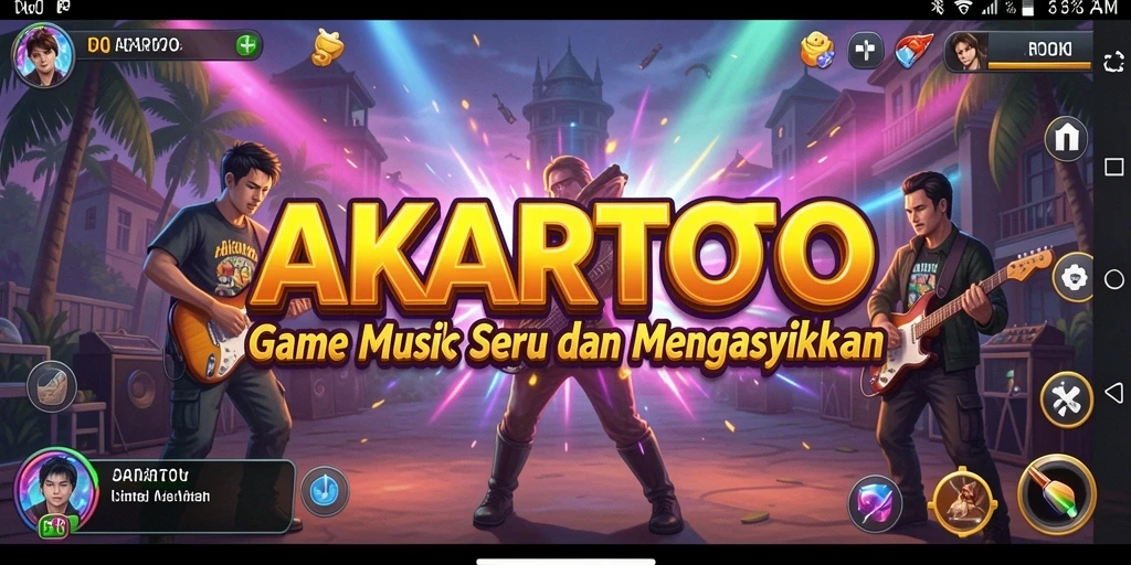 Tampilan gameplay AKARTOTO yang menampilkan keseruan bernyanyi.
