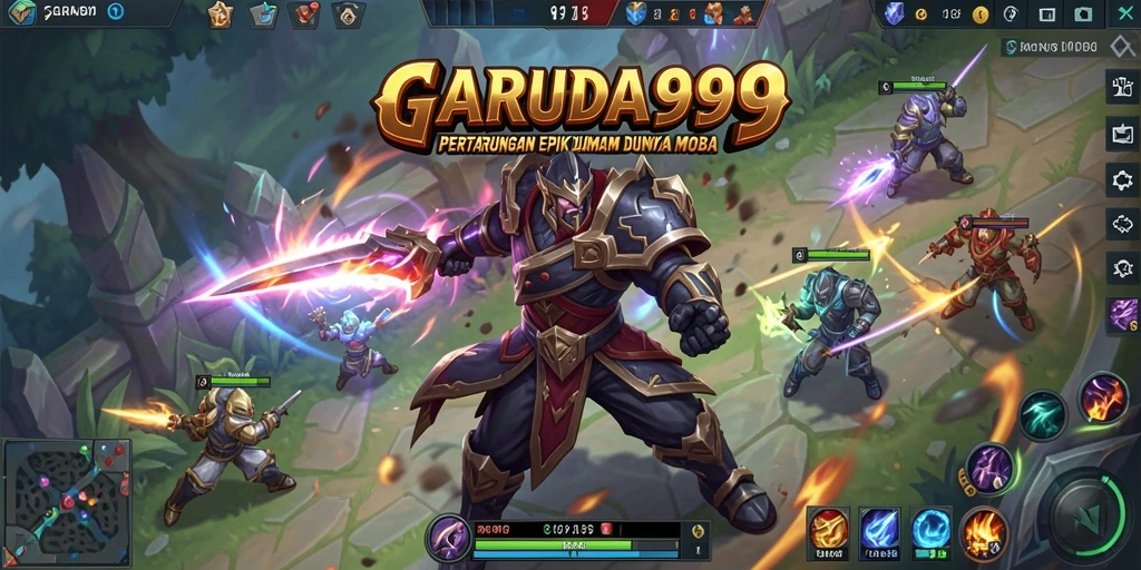 Tangkapan layar menunjukkan pertempuran seru dalam <strong>GARUDA999</strong> dengan karakter bergerak dinamis.