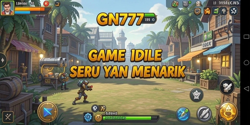 Screenshot utama GN777 menampilkan karakter dan gameplay Idle yang seru.