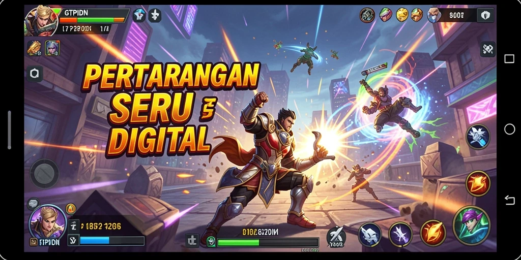 Gameplay intens GTPIDN dengan karakter bertarung di arena