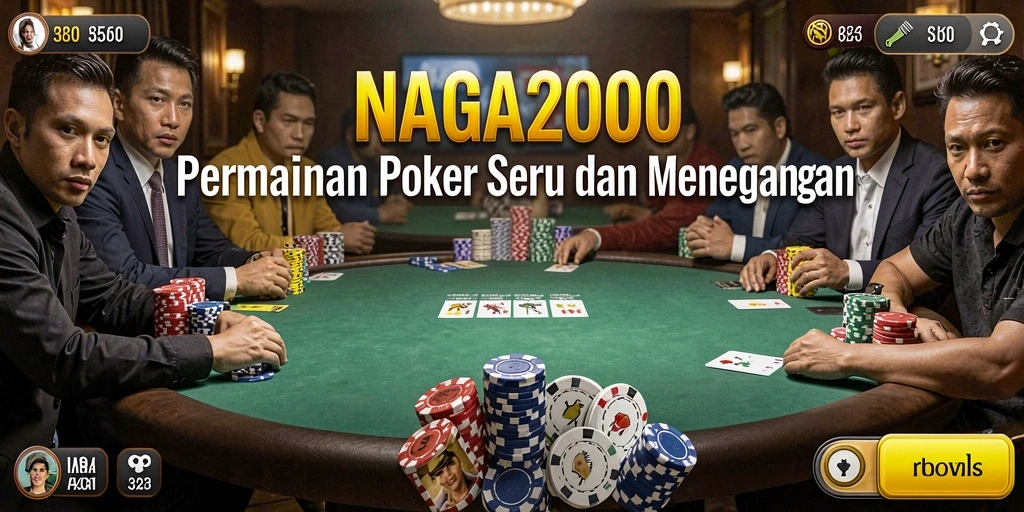 Screenshot gameplay NAGA2000 yang menampilkan aksi poker yang mendebarkan.