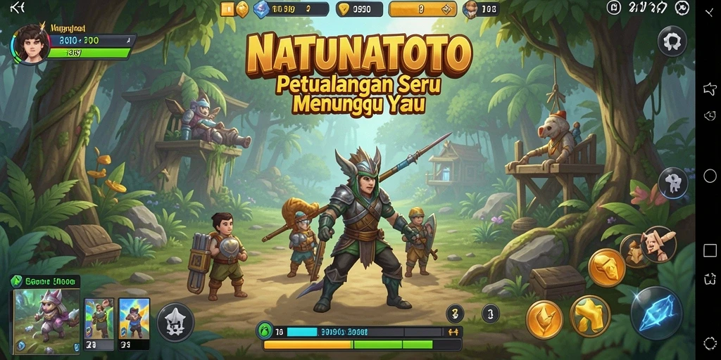 Tangkapan layar menunjukkan aksi petualangan seru dalam NATUNATOTO.