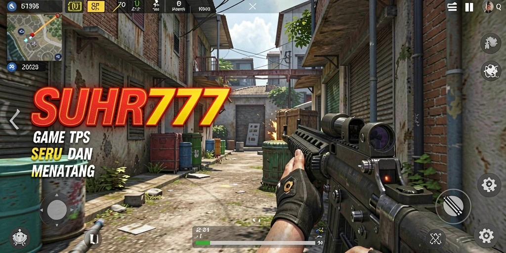Screenshot utama SUHU777 menampilkan aksi tembak menembak yang seru.