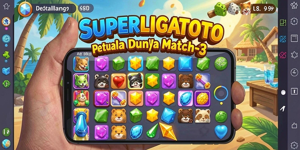 Gameplay seru SUPERLIGATOTO dengan keseruan mencocokkan item.