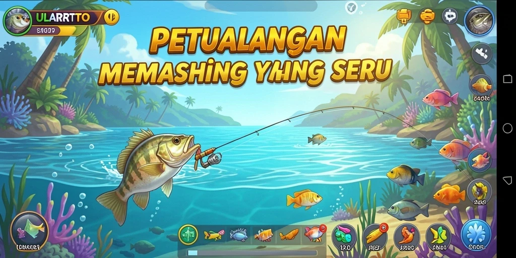 Gameplay ULARTOTO dengan aksi memancing yang mendebarkan.