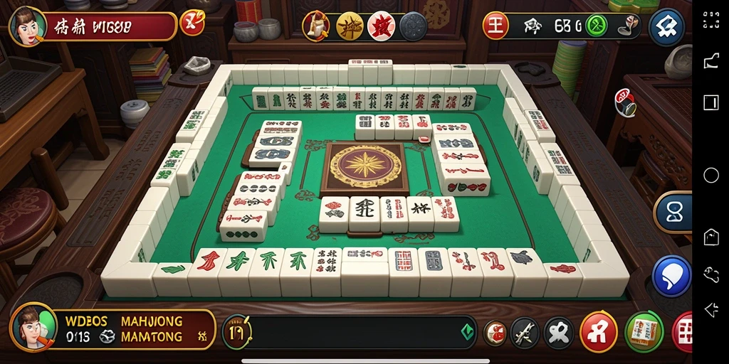 Tampilan gameplay seru dalam WDBOS, memperlihatkan aksi Mahjong yang mendebarkan.